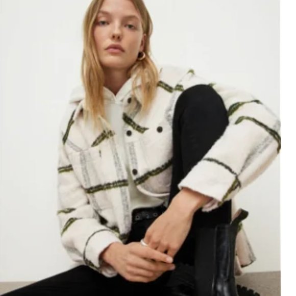 NWT $300 ALL SAINTS heavy windowpane check shacket coat us 8 - Picture 2 of 3